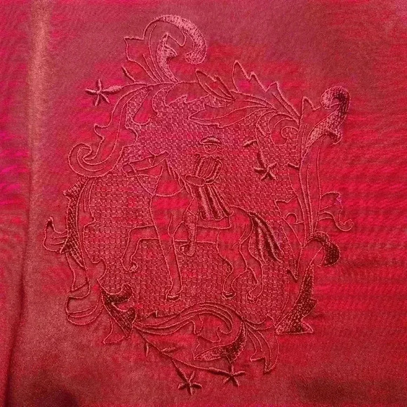 Vintage 90s Liz Moody silky red embroidered puffy long sleeve  button-up shirt - Picture 7 of 14